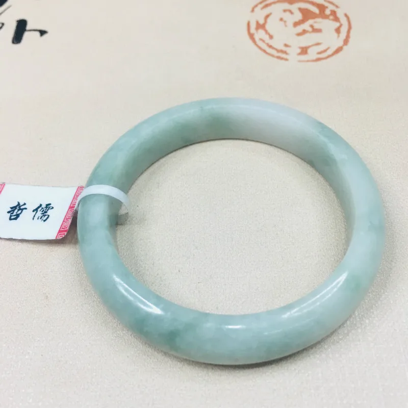 Zheru Jewelry Pure Natural Jadeite Bracelet Natural Light Green Bottom Two-color 54-62mm Female Gifts A Class A National Certifi