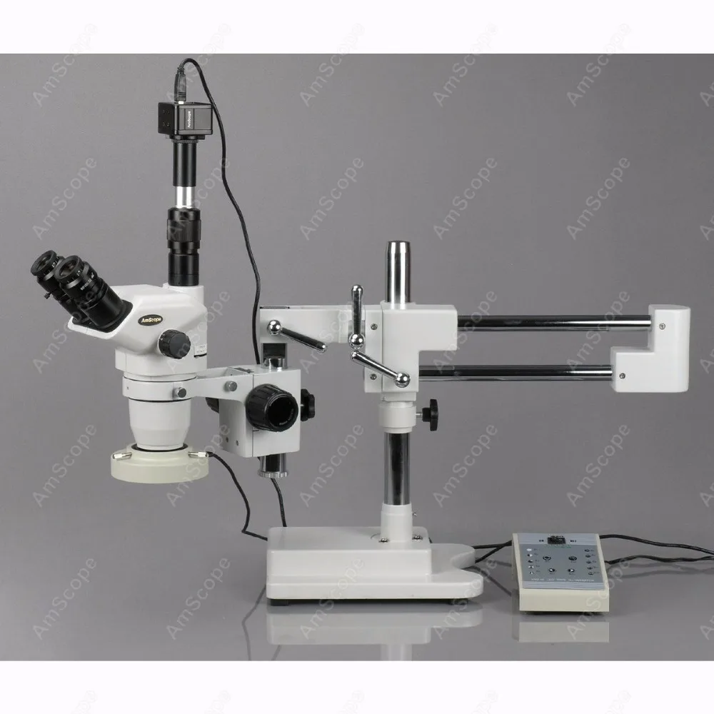 Trinocular Boom Stereo Microscope--AmScope Supplies 2X-180X Trinocular Boom Stereo Microscope w/ Focusable Eyepieces