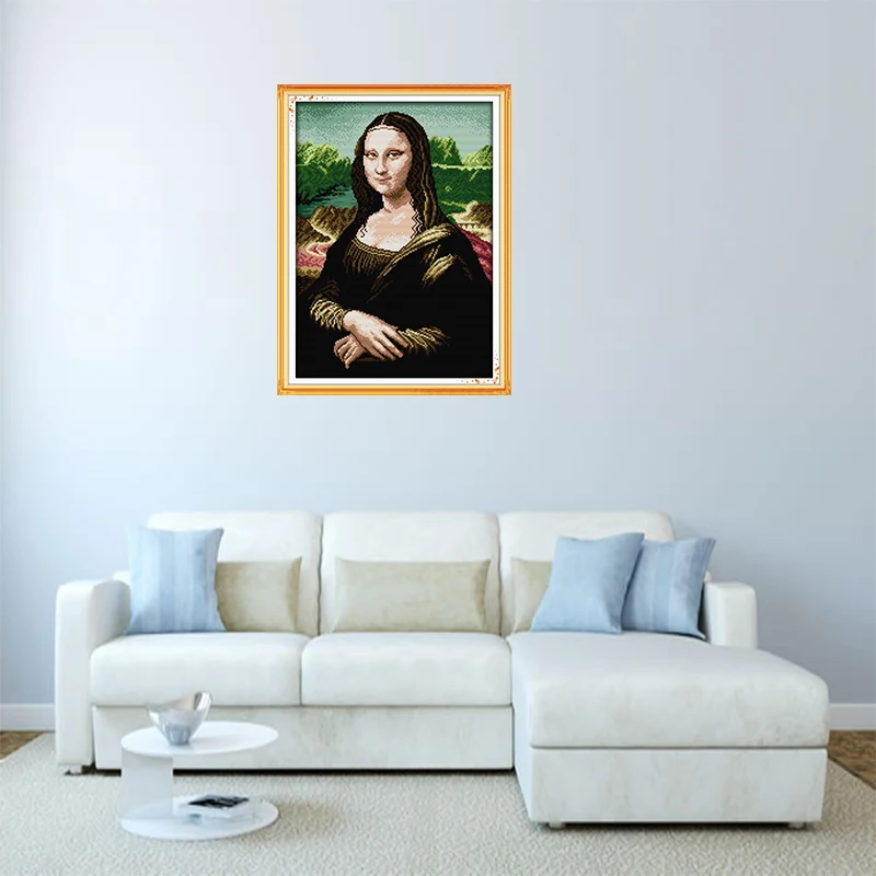 Mona Lisa World Famous Paintings Handmade Embroidery Cross Stitch Set Furniture Decoration Accessories Embroidery