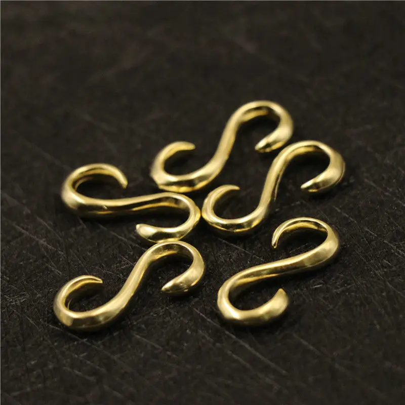 1 Stück massiver Messingguss, S-förmiger Haken, Lederhandwerk, Gürtel, Armband, Hardware, Geldbörse, Schlüsselanhänger, Clip, hochwertiges Zubehör – Detail 5