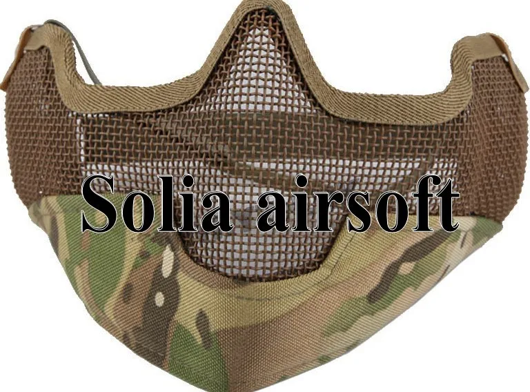 Half face metal net mesh protect mask airsoft hunting Military CP Multicam