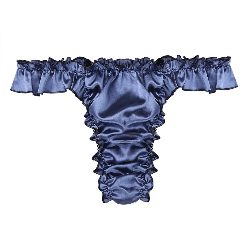 Male Mens Shiny Ruffled Frilly Panties Underpants Smooth Touch Bulge Pouch Bikini Briefs Hommes Jockstraps Underwear