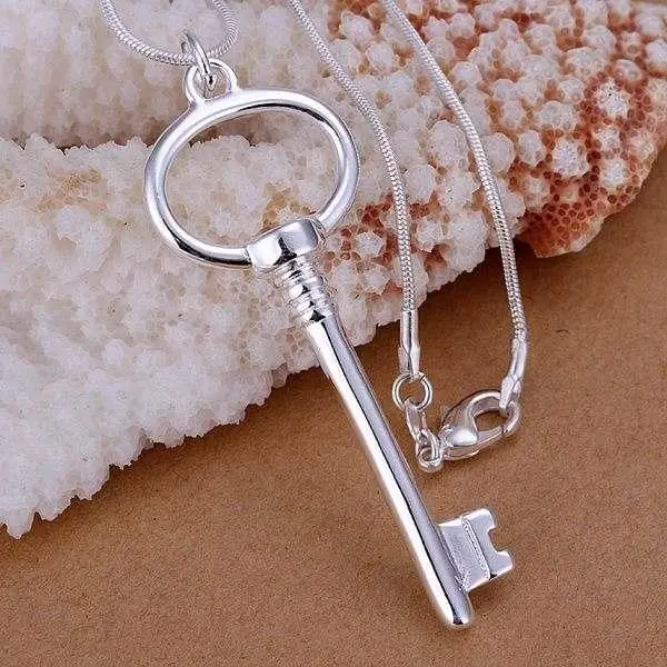 XLP109 Wholesale Shinning Pendants For Women Charm S925 Sterling Silver Color Fashion Jewelry 8 Key Word Necklace