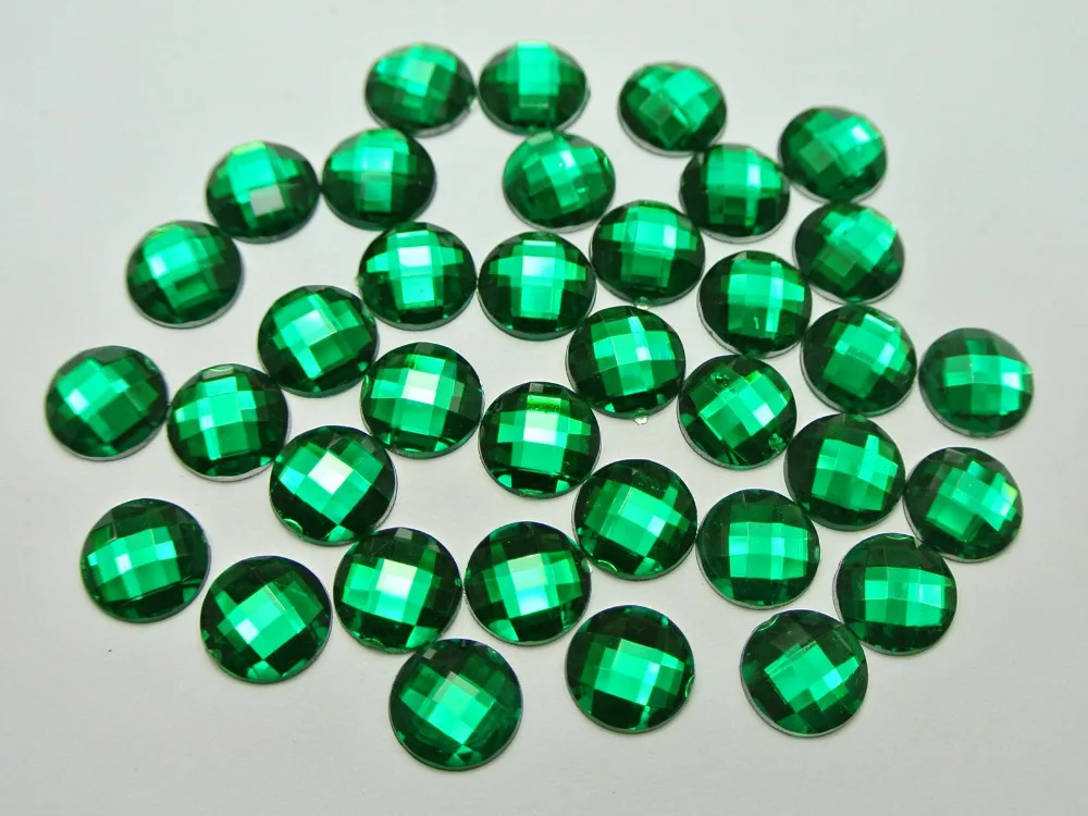 

250 Green Acrylic Flatback Faceted Round Rhinestone Gems 8mm No Hole