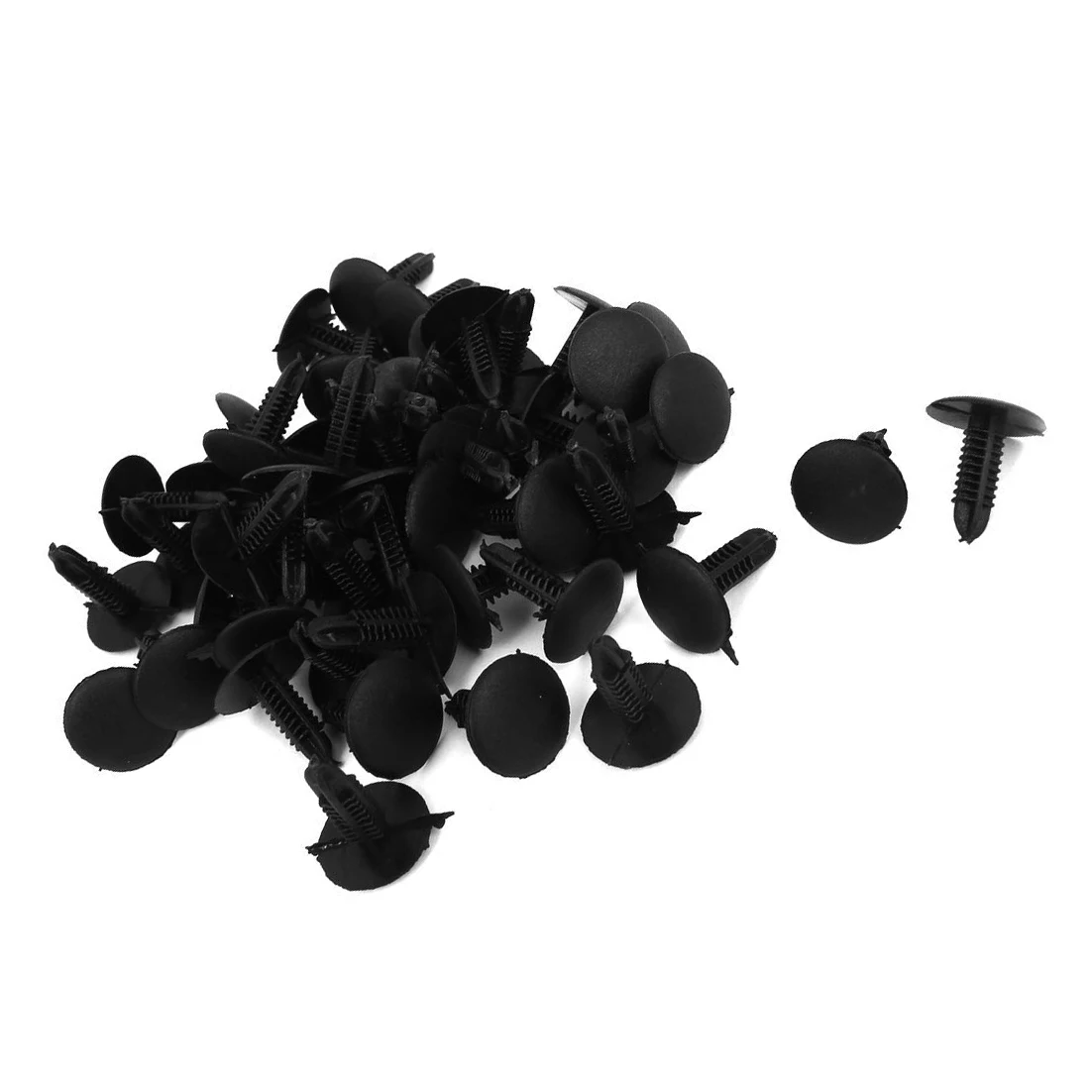 AUTO -5mm x 5mm Hole Dia Black Plastic Rivets Fastener Push Clips 48 Pcs