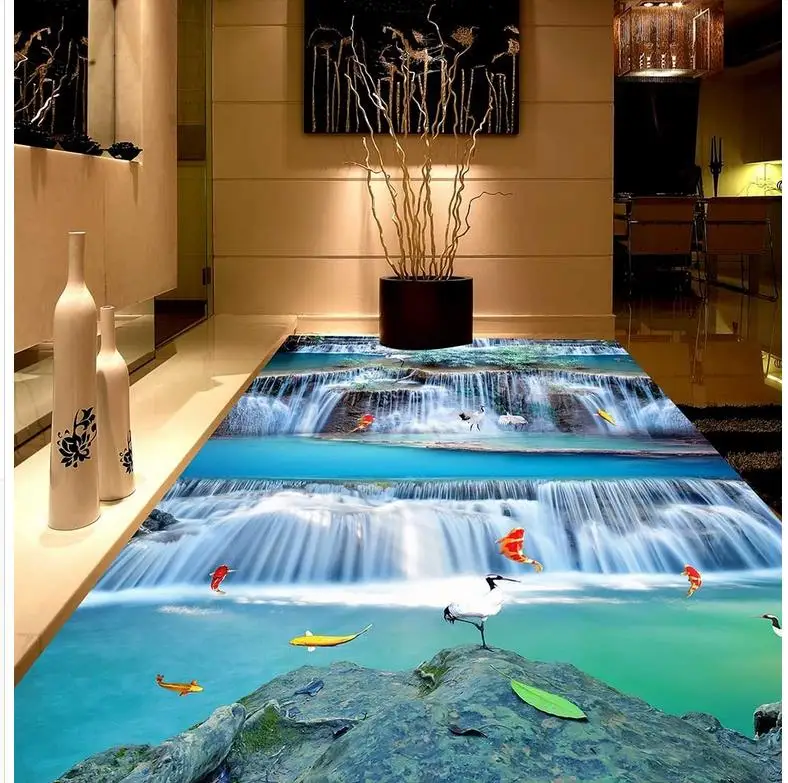 

Custom Photo self-adhesive 3D floor waterfall 3D wallpaper floor for living room 3D wall murals wallpaper floor