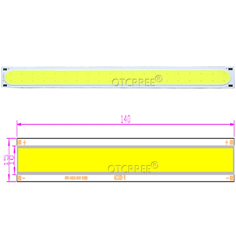 1 sztuk 14015 140*15mm LED COB źródło światła taśmy 12V DC 5W 500LM zimny biały dioda LED typu FLIP-Chip dla DIY jazdy dziennej lampa światła