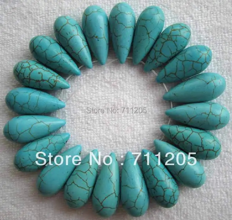 Wholesales 100pcs ,12x26mm Blue Turquoises Waterdrop loose beads ,Min.Order $10, provide mixed wholesale for all items !