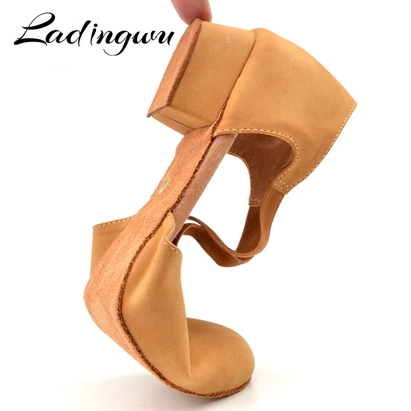 Ladingwu Low-heeled Dance Shoes Women\'s Latin Dance Shoes Soft Bottom Ballroom Dancing Shoes Woman Training shoes Girls Heel 3cm