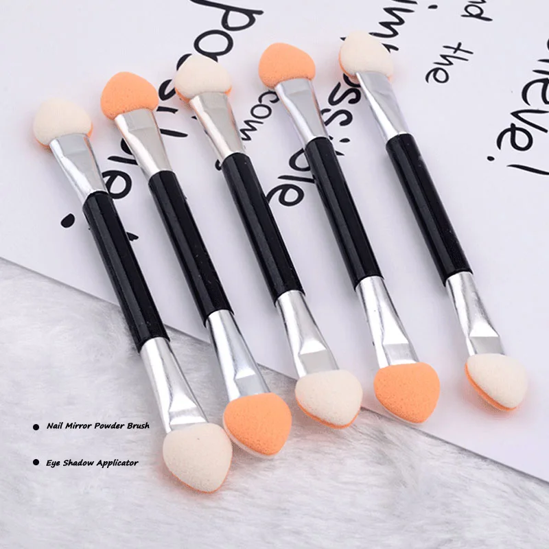 10pcs Eyeshadow Applicator Pro Sponge Double Ended Make Up Supplies Portable Eye Shadow Brushes Nail Mirror Powder Brush