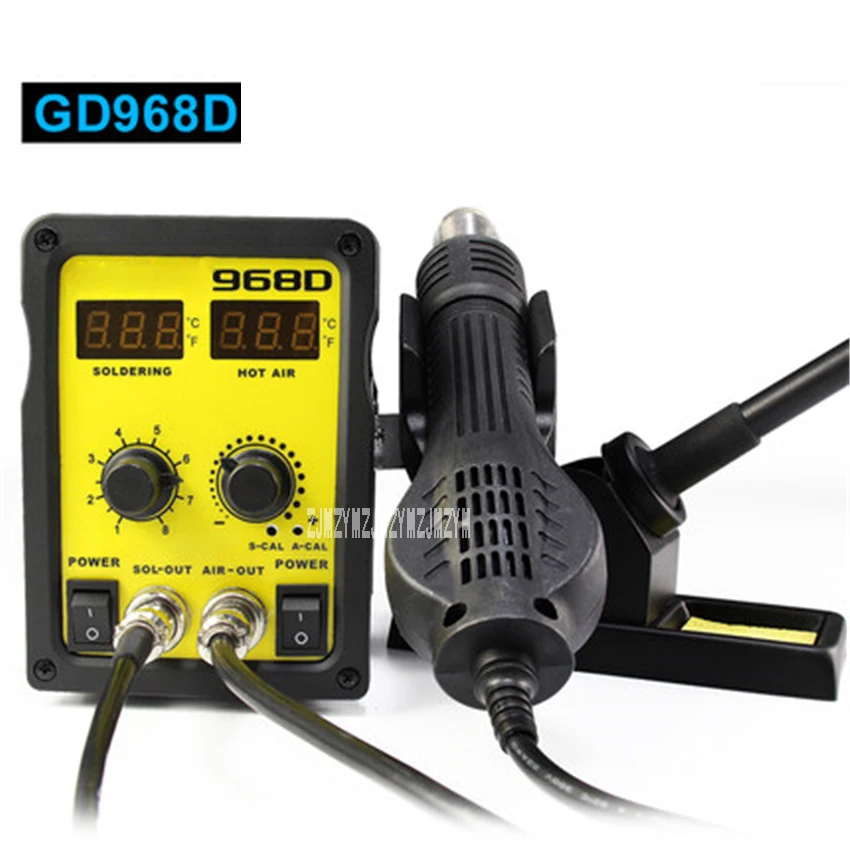 GD968D 정전기 방지 열풍 용접 스테이션, 일정한 온도 디지털 납땜 제거 스테이션, 2 인 1 납땜 스테이션, 220V 450W