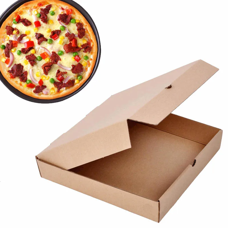 Thicken Kraft Paper Pizza Packing Boxes, Fast Food Carry-on Take-out Boxes, Food Grade, Portable Dessert Cake Holder, Square 10