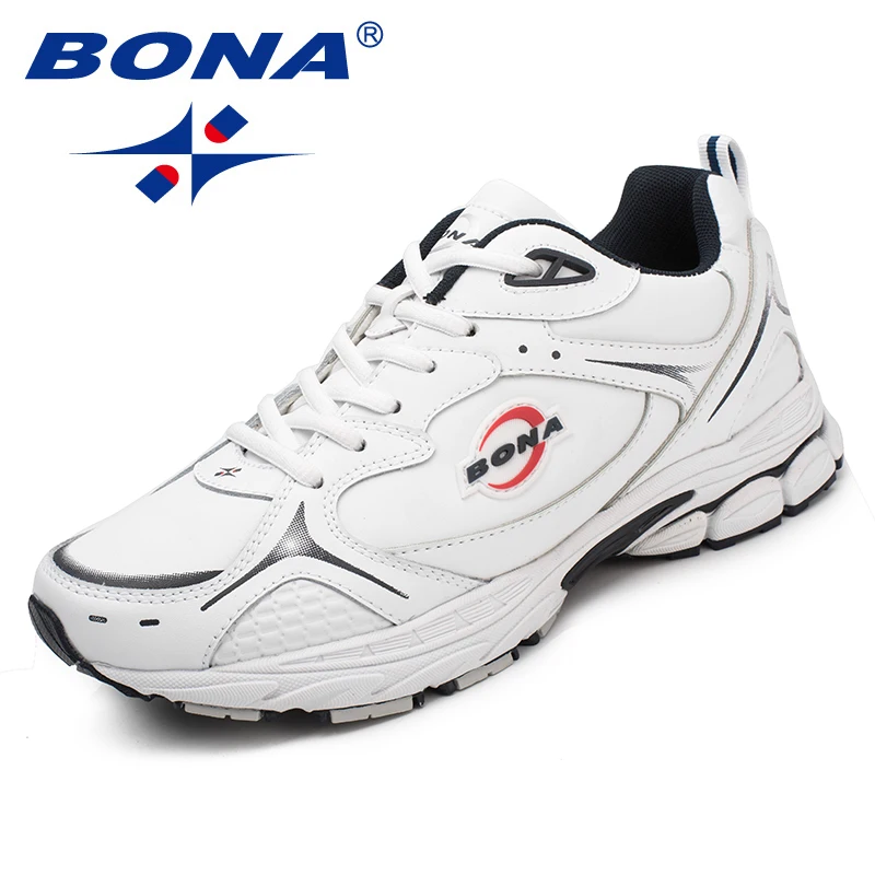 BONA yeni klasik tarzı erkekler koşu ayakkabıları Lace Up erkekler spor ayakkabılar deri erkek açık koşu Sneakers rahat ücretsiz kargo