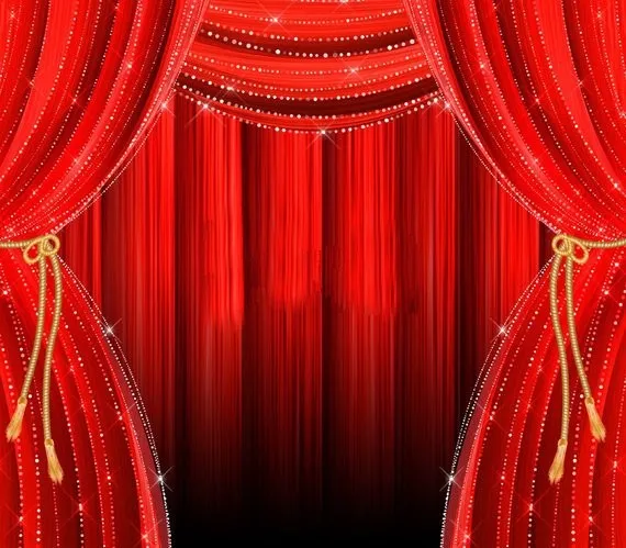 

Red Curtains Stage Theater Gold Drapes Overlays backdrop High quality Computer print party background