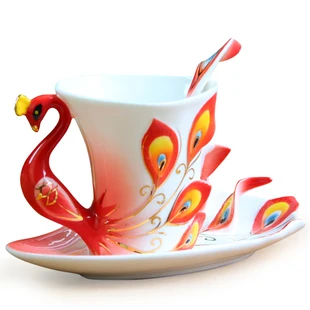 Peacock Coffee Cup Ceramic Creative Bone China 3D Color  Valentine's Day Wedding bestie friends birthday creative gift cup