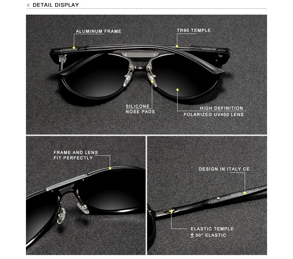 KINGSEVEN BRAND DESIGN Neue Polarisierte Randlose Sonnenbrille für Männer und Frauen, Pilotenrahmen, Sonnenbrille, Herren-Schutzbrille, UV400 Gafas De Sol – Detail 3