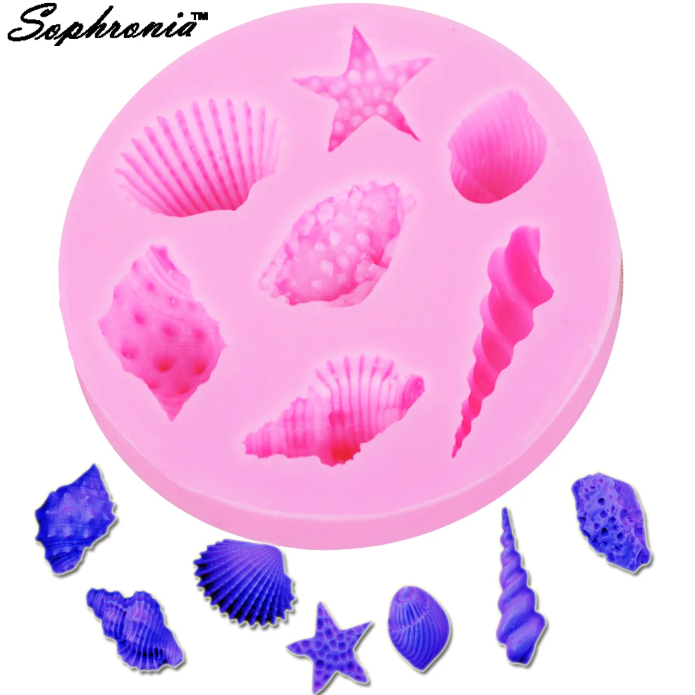 Sophronia 3D Starfish Sea Shells Conch Silicone Molds Fondant Cake Decorating Tools Chocolate Candy Moulds Kitchen Baking Forms