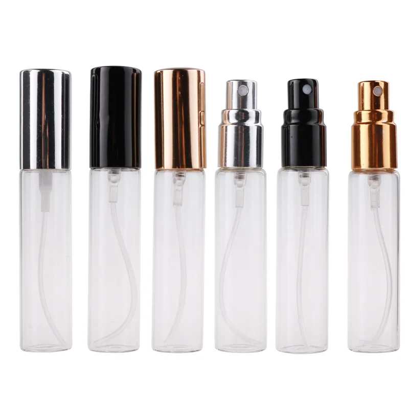 

10ML Perfume Refillable Travel Portable Cosmetic Container Fragrance Glass Bottle Empty Transparent 10G Sample Spray Bottle 50Ps