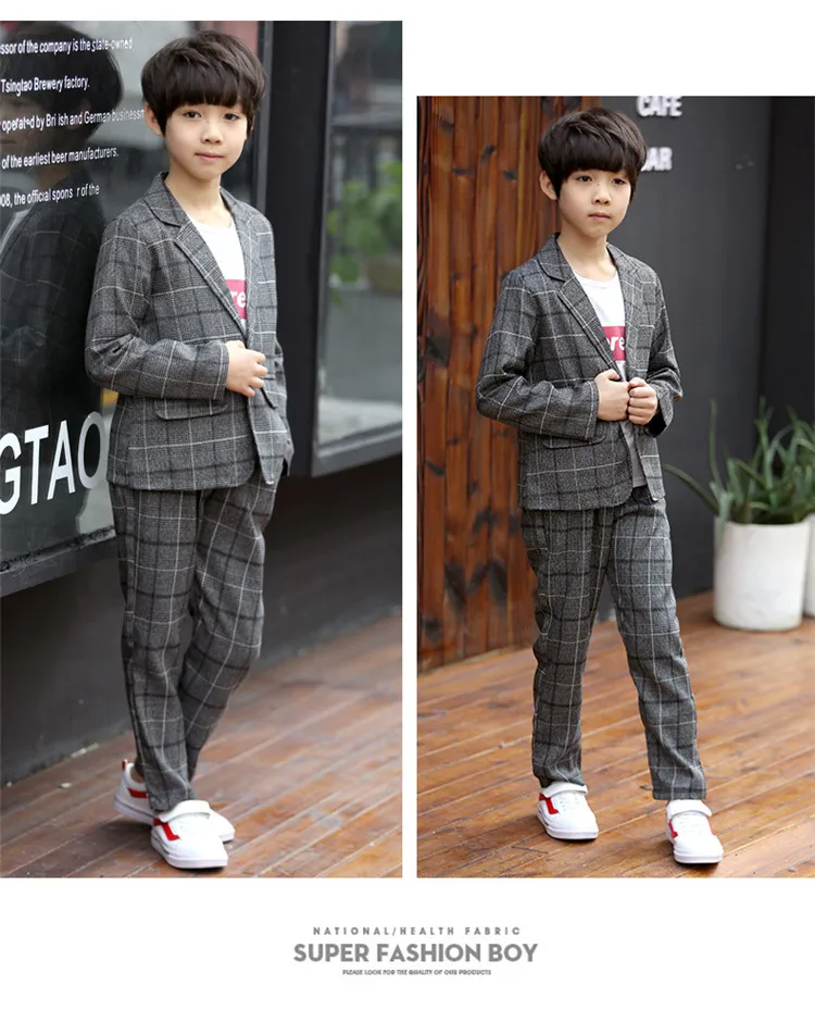 Modische Slim-Fit Kinder-Anzüge für Jungen, Formelle Blazer-Zweiteiler für Teenager, Party-Outfit, Kleidungsset für Alter 4-13 Jahre – Detail 5