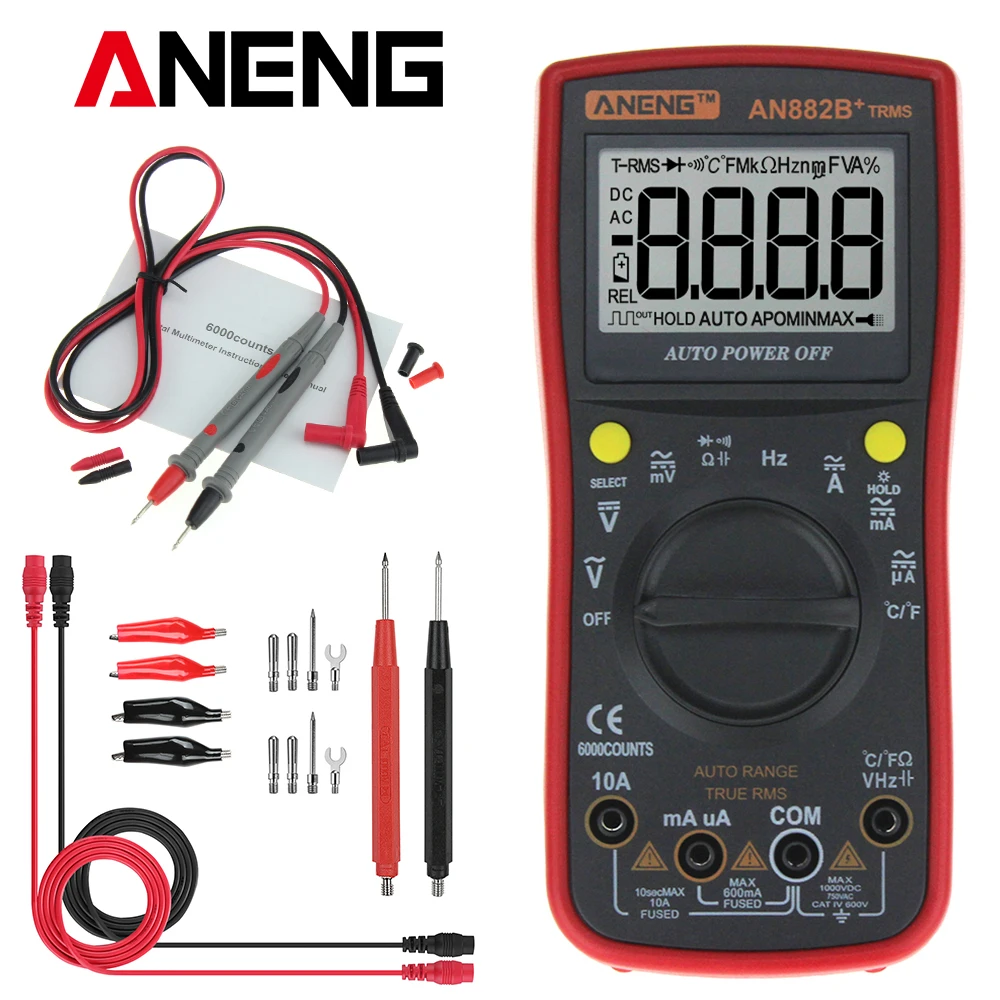 AN882B+ TURE RMS Digital Multimeter Auto NCV AC DC Auto LCR Volt  Meter Tester Temprature Continuity Tester Diode measurement