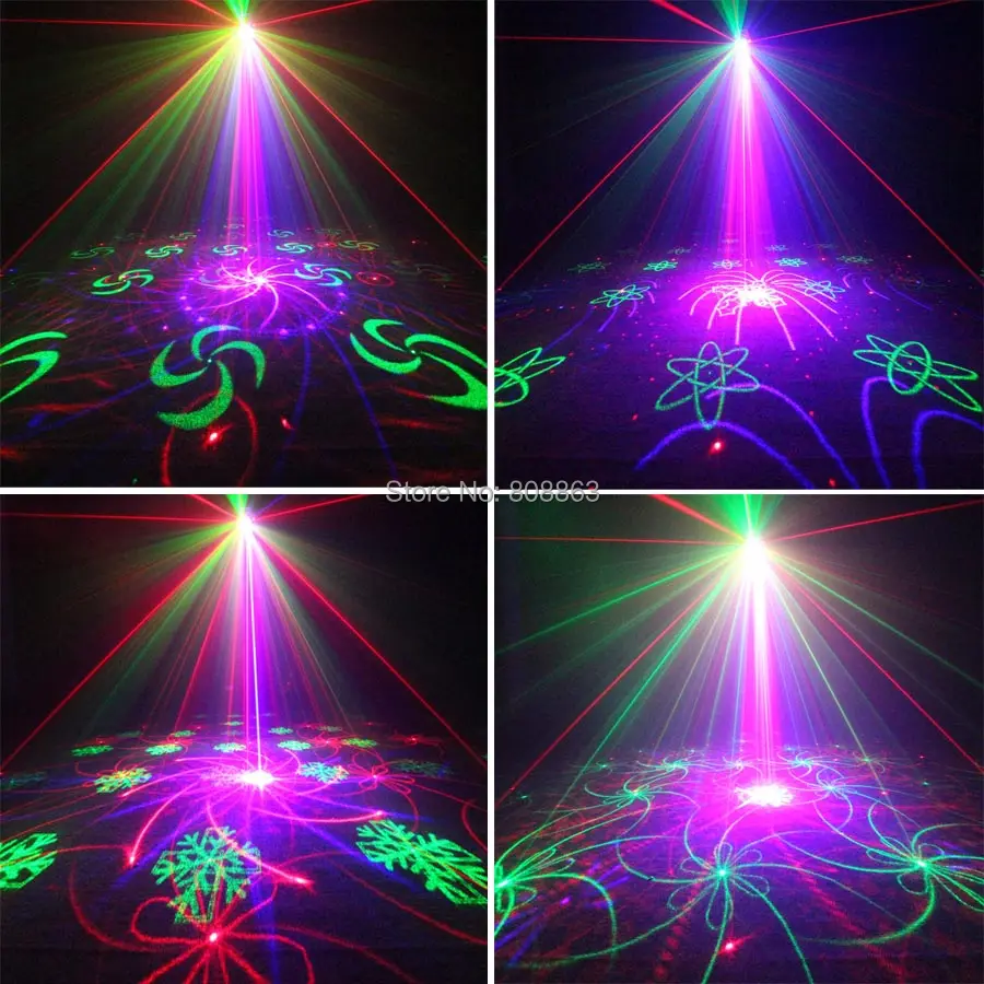 ESHINY 5 Lens RGB Laser 128 Patterns Projector Remote Party Stage Effect Light Blue Led Bar DJ Disco Xmas Dance Show 5RGB128N6