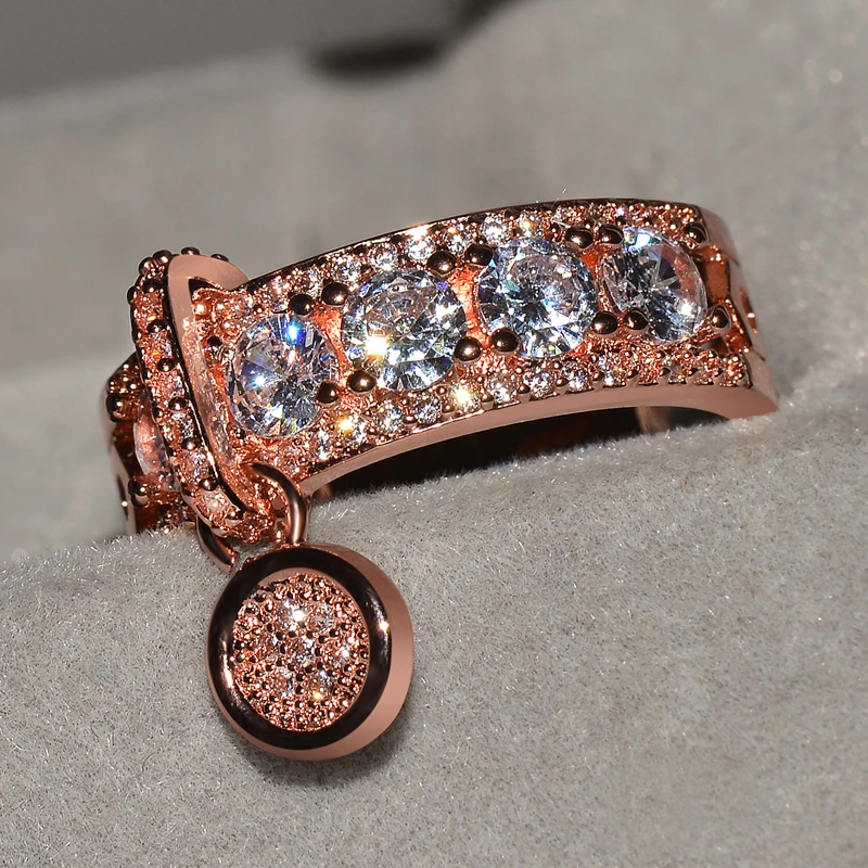 Hot sale White Zircon Engagement Ring Vintage Rose Gold Filled Wedding Rings For Women Fashion Jewelry