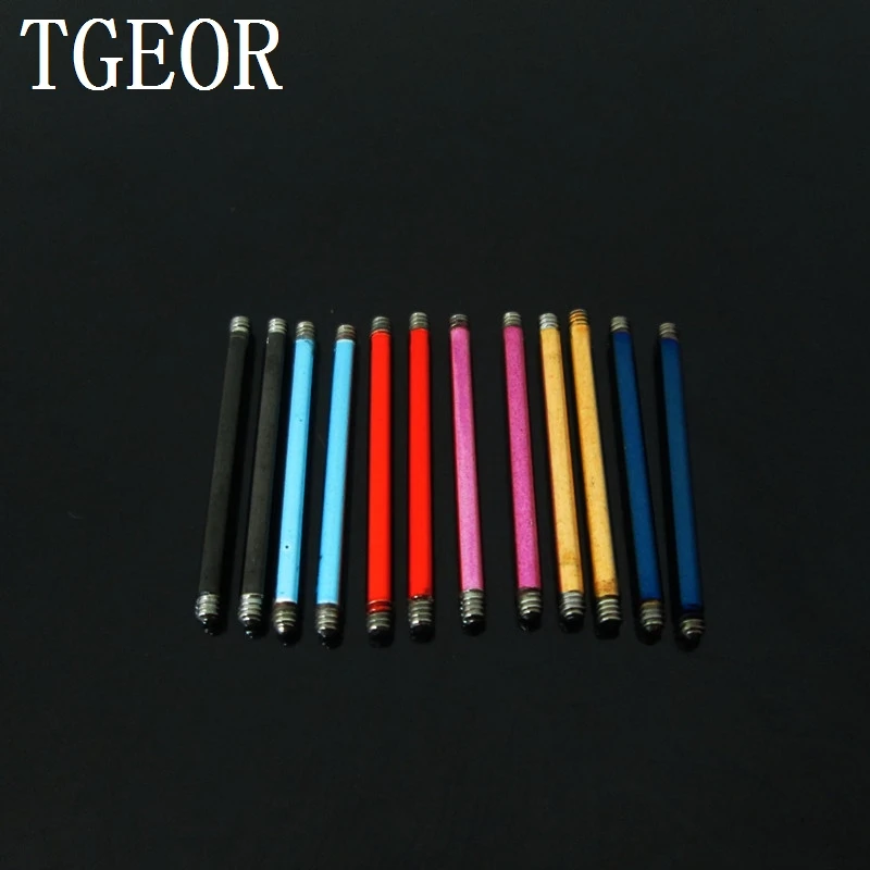 Hot wholesale body jewelry parts 60pcs 1.6*19mm mixed 6 colors stainless steel piercing straight shaft free shipping