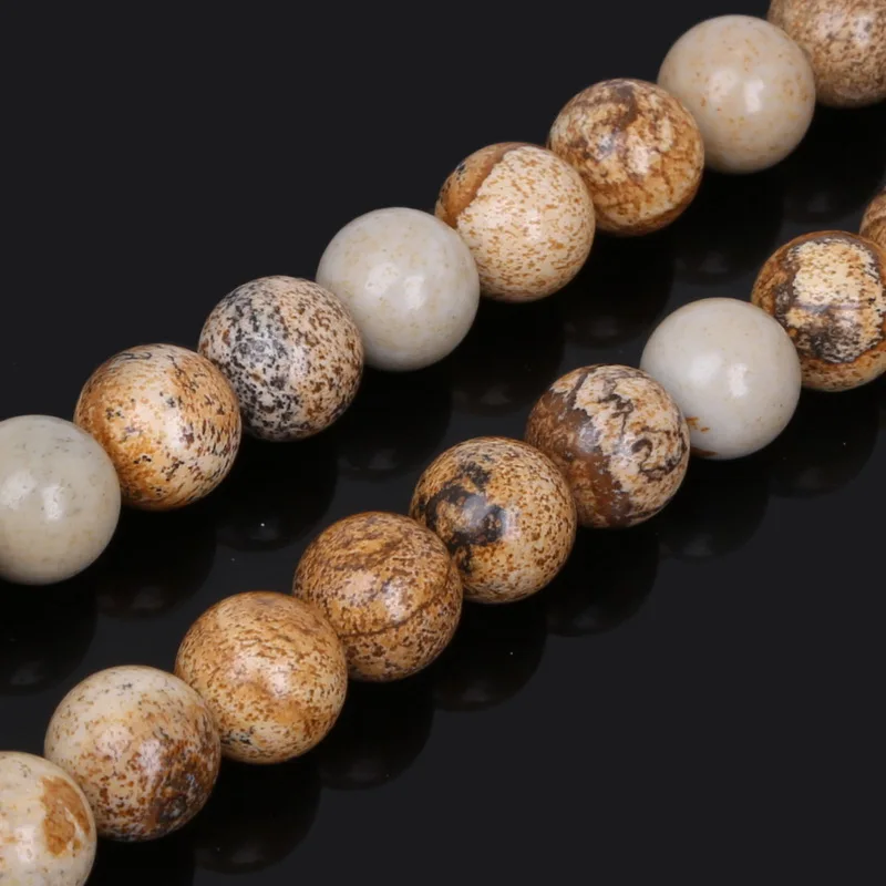 Christmas Gift 4/6/8/10mm Selectable Round Brown Beads Natural Stone Beads 15\