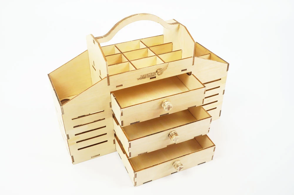 

DW Hobby Wooden Toolbox Kit Multi-Compartment Storage with Drawers for Hobbyists & Crafters Balsa Wood Storage Box VT02