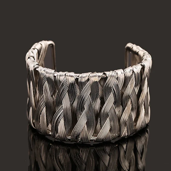 New Punk Style Cuff Bangles Gold Metal Wrap Weaving Gold Silver color Bracelet Clothes Jewelry Costume Jewellery