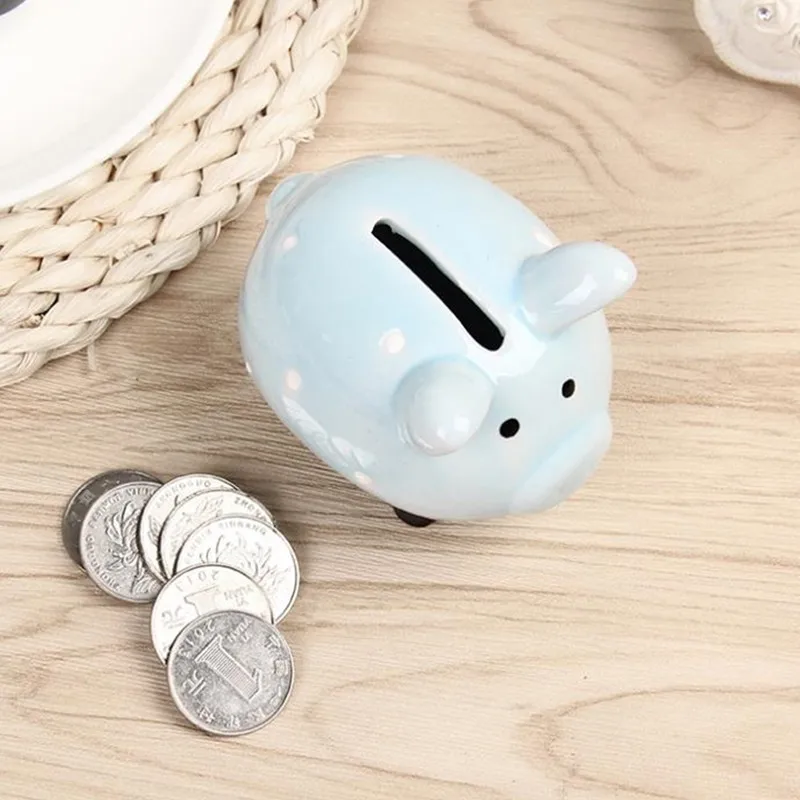 Ceramic mini creative piggy bank coin box gift box polka dot baby shower beneficial 10pcs