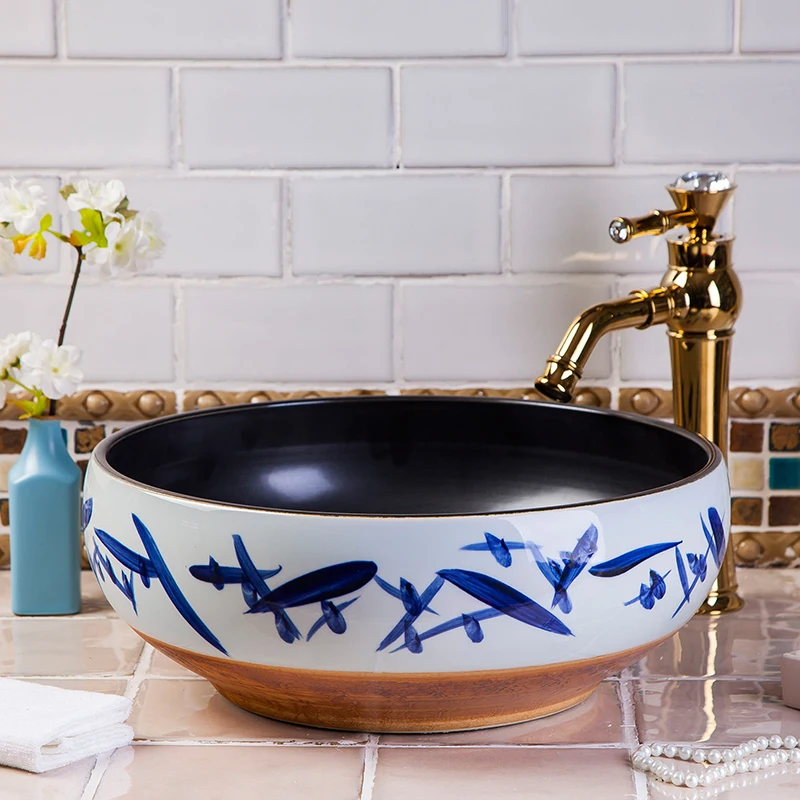 

China Handmade Lavabo Washbasin Artistic Bathroom Sink Art Counter Top above counter ceramic wash basin bathroom sinks