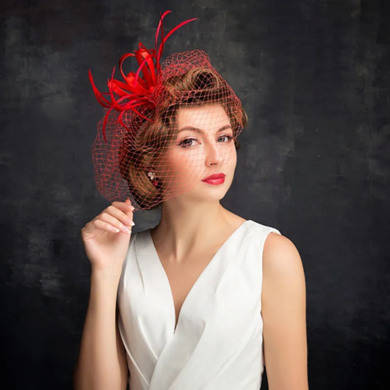 2020 neue Mode frauen Hüte Vintage Feder Braut Hüte mit Stirnband Hochzeit Party Kopf Tragen