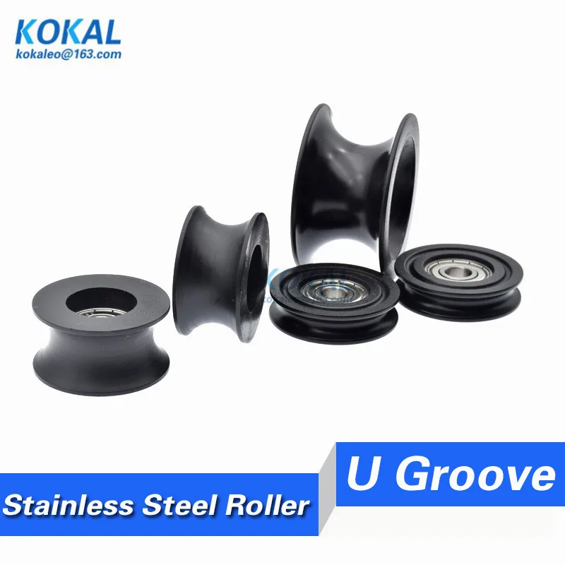 1PCS U/V groove stainless steel S608zz S626RS ball bearing coated with POM Nylon PA grooved sliding bearing roller wheel 0840SS