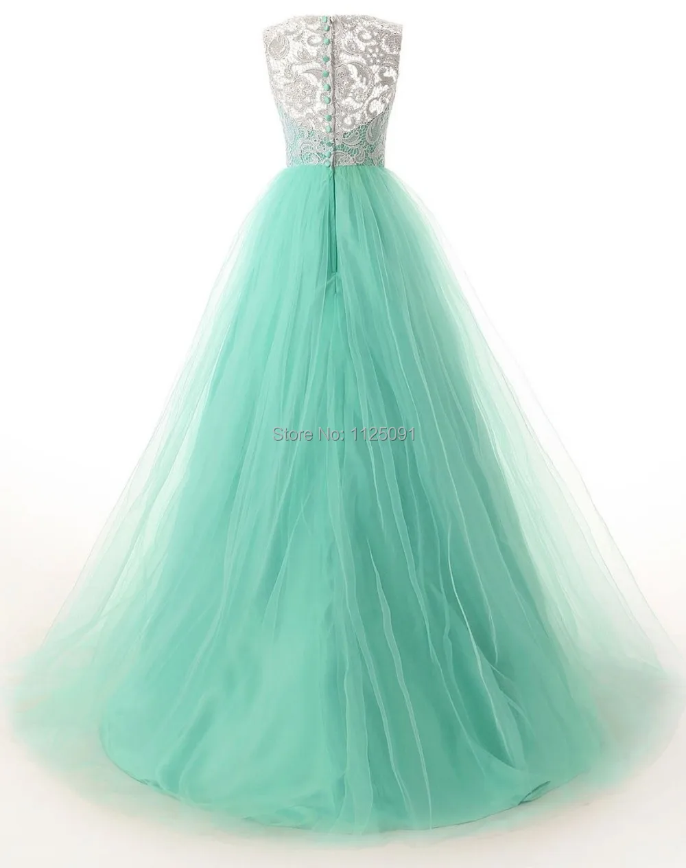 Hot Sale Tulle Lace Bridesmaid Dress Zipper Ball Gown Mint Green Tulle Floor Length Prom Dresses Fast Delivery In Stock