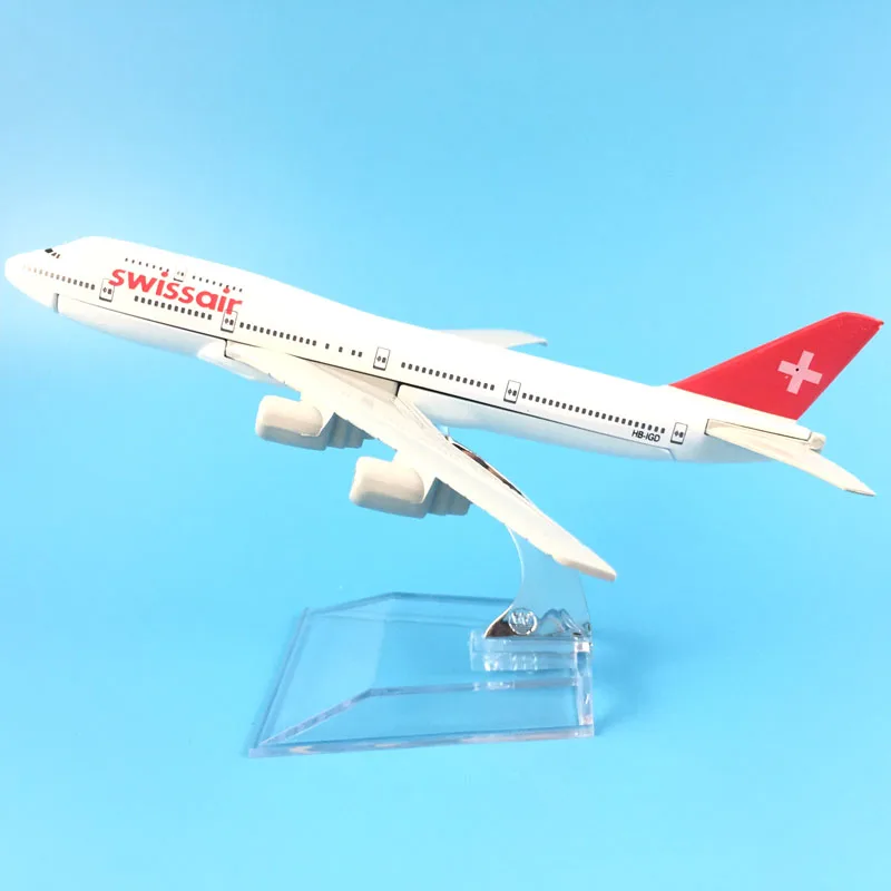 Swiss Air Swissair Airlines Boeing 747 16CM Alloy Metal Model Plane W Stand Aircraft Toy Kids Toys Birthday Gift FREE SHIPPING