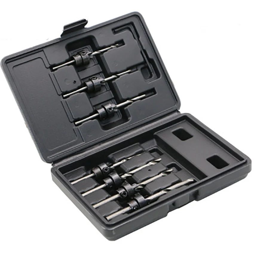 7 pçs/pçs/set carpintaria brocas kit de combinação de broca escareada 78mm-90mm ferramentas manuais peças alta velocidade brocas de parafuso de madeira aço
