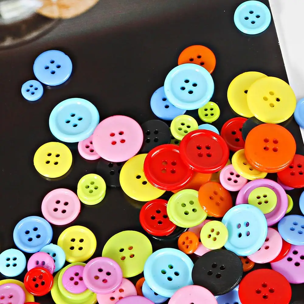 8/11/15/20mm Plastic Buttons 4 holes Resin Round Flatback Buttons for DIY Scrapbook Cloth Sewing Hand Making Craft Accessories