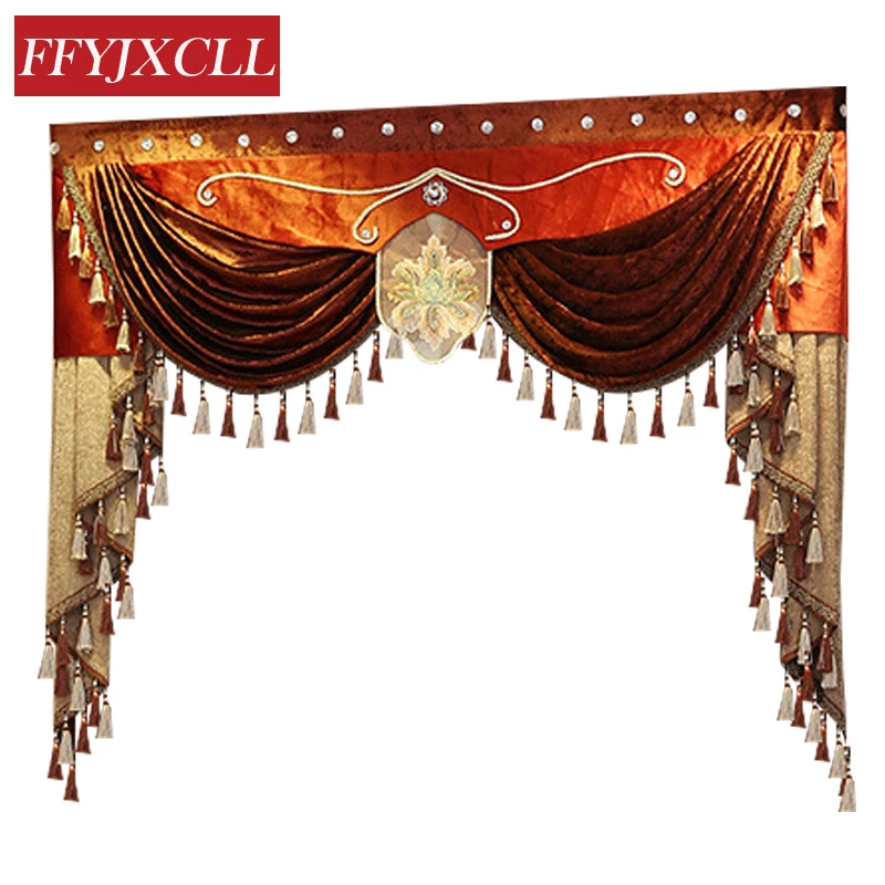 

Custom Made Pelmet Valance Europe Luxury Curtains for Living Room Window Lace Beads Curtains for Bedroom Curtains