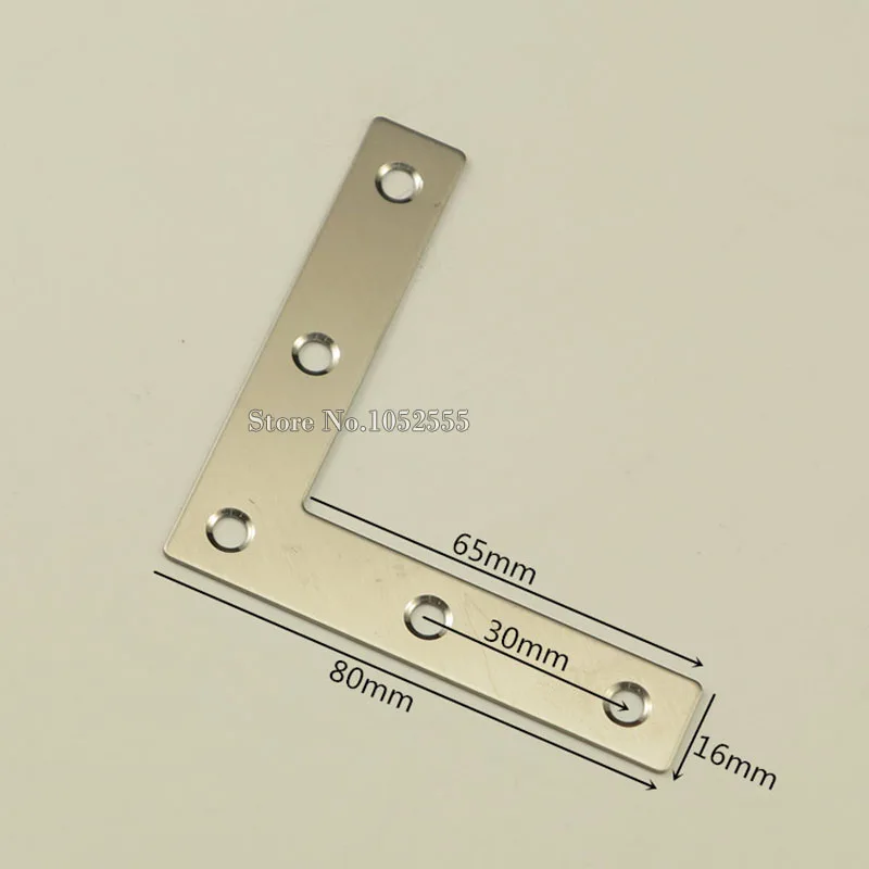 100pcs 80*80*16mm Stainless Steel L Shape Furniture Corner Brackets Right Angle Connector Mounting Bracket Protector K223