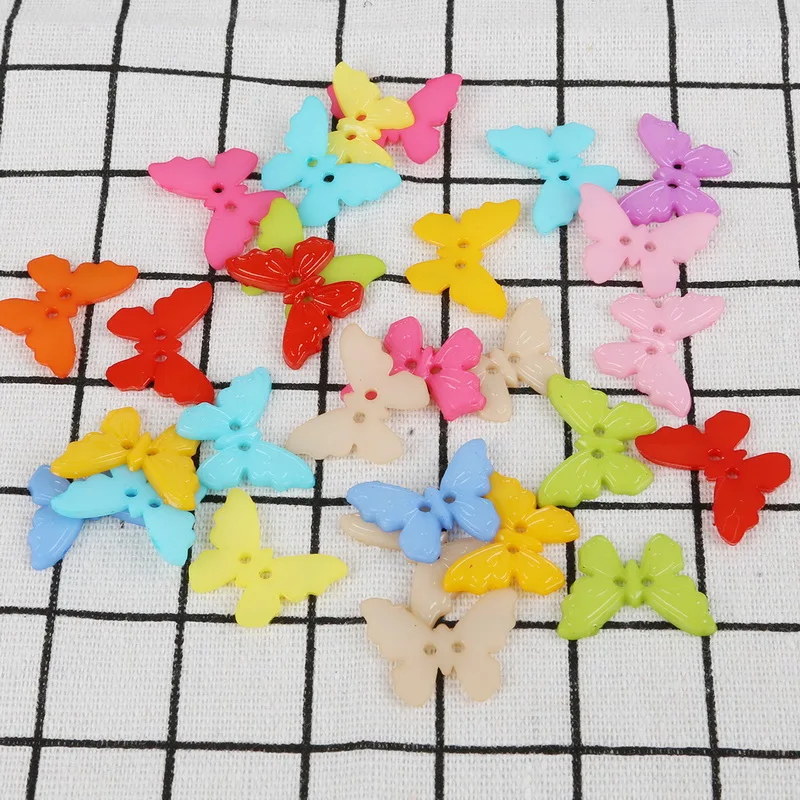 23x17mm Sewing 50Pcs/lot Mixed 2- Holes Resin Butterfly Buttons Scrapbooking Accessories DIY Home Clothes