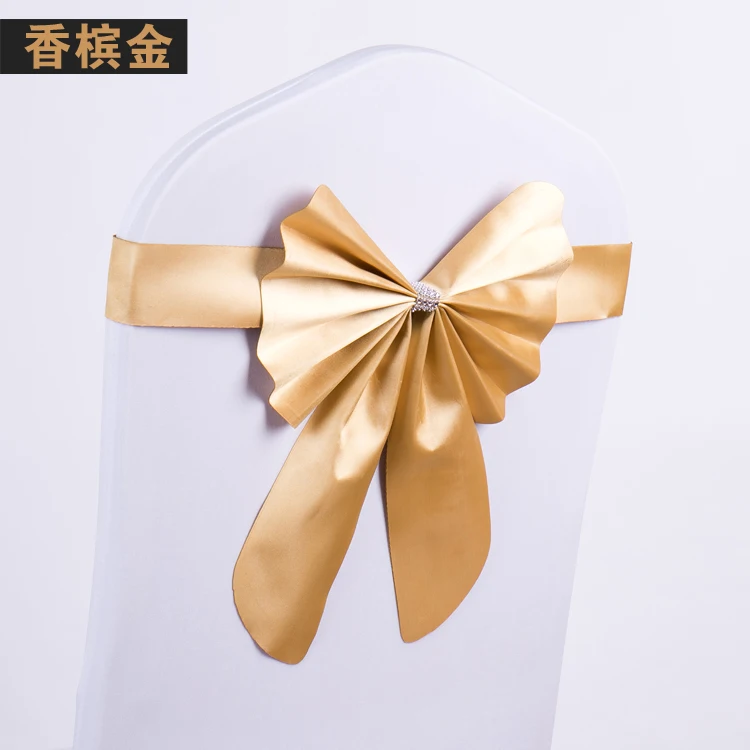 Hot sale 1pc Wedding Party Decorative Satin Bows Ties Ribbon Chair Back Sash Bands Hotel Banquet Chair Decor party Home supplies