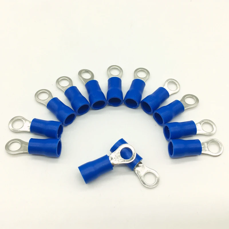 

RV2-10 100pcs vinyl insulated ring crimp terminal connector 16-14AWG 3/8" ferrule terminal