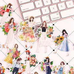 20pcs Creative Cute Self-made Mori Girls Flowers Scrapbooking Stickers /Decorative Sticker /DIY Craft Photo Albums