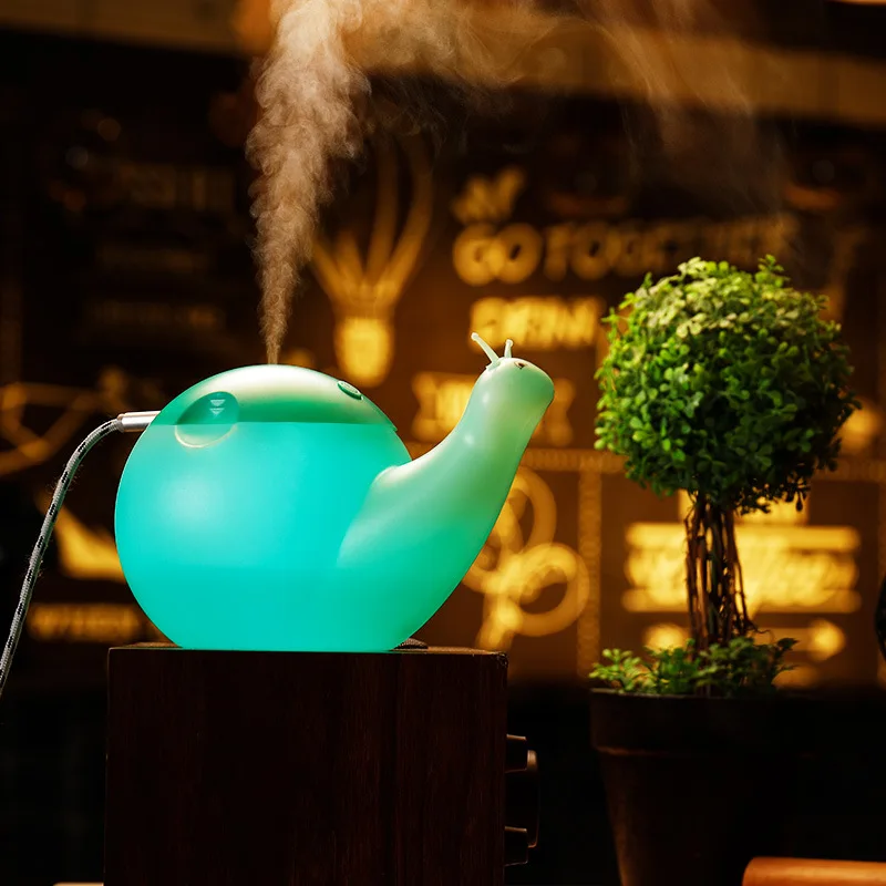 Snail 550ML Mist Sprayer USB การ์ตูน Humidifier ห้องนอน Keeping Moisture แสงที่มีสีสัน Diffuser เพิ่มความชื้น