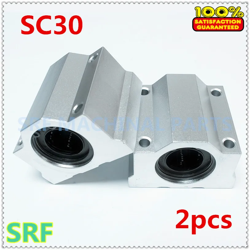 Free shipping 2pcs  SC30UU SCS30UU Linear Bearing 30mm Linear Ball Bearing Block with LM30UU Bearing for CNC