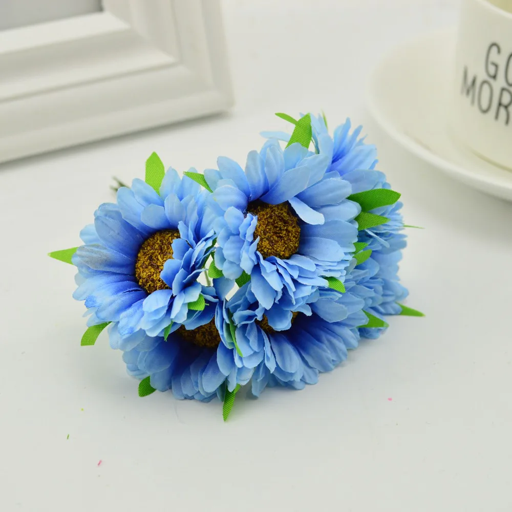 6pcs künstliche Blumen handgemachte Gerbera Mode Hausgarten Braut DIY Geschenk Kranz Material Hochzeit Bankett Dekoration Weihnachten – Detail 10