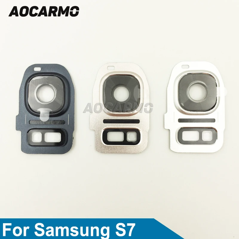 Aocarmo Back Rear Camera Glass Lens With Frame Cover Flash Replacement For Samsung Galaxy S7 SM-G930 Black/Gold/Silvery