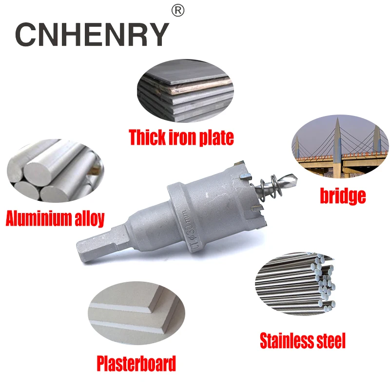 Broca de núcleo de 16 18 20 25 30mm, sierra perforadora de acero inoxidable, punta de carburo TCT, herramientas eléctricas de perforación de corte de Metal