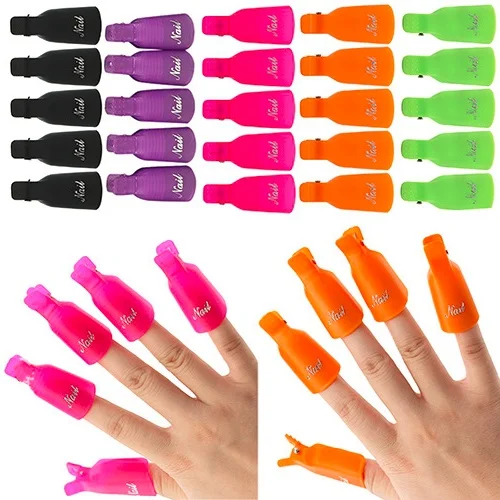 

100Sets Fashion Hot 10pcs/lot Plastic Nail Art Soak Off Cap Clip UV Gel Polish Remover Wrap Tool Gofuly